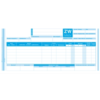 ZW zwrot materiałów 1/3 A4 353-8